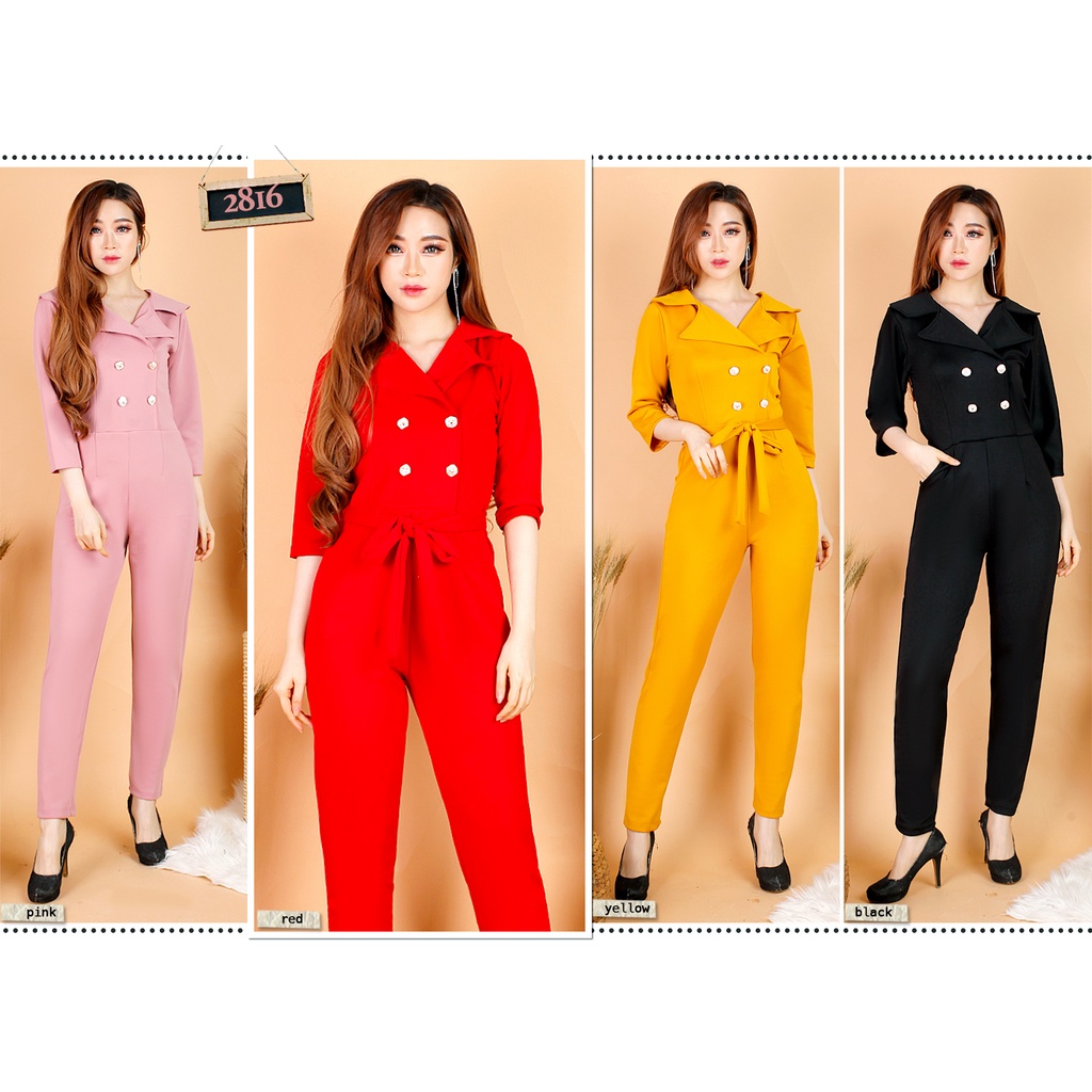 fashion wanita #058, JUMPSUIT KRAH JAS CELANA PANJANG TANGA 3/4 KANCING VARIASI BAHAN SCUBA IMPORT PREMIUM
