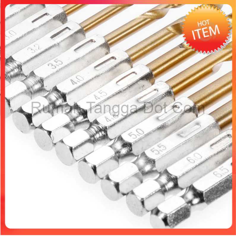 Mata Bor Besi Baja Set 13pcs Titanium Power Drill Steel Kualitas Terbaik