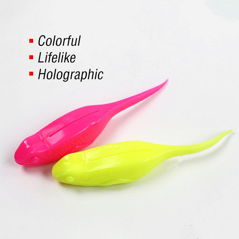 6 Pcs Umpan Pancing Soft Bait Bentuk Ikan Trout Salmon Bahan PVC Dengan Kail Tadpole