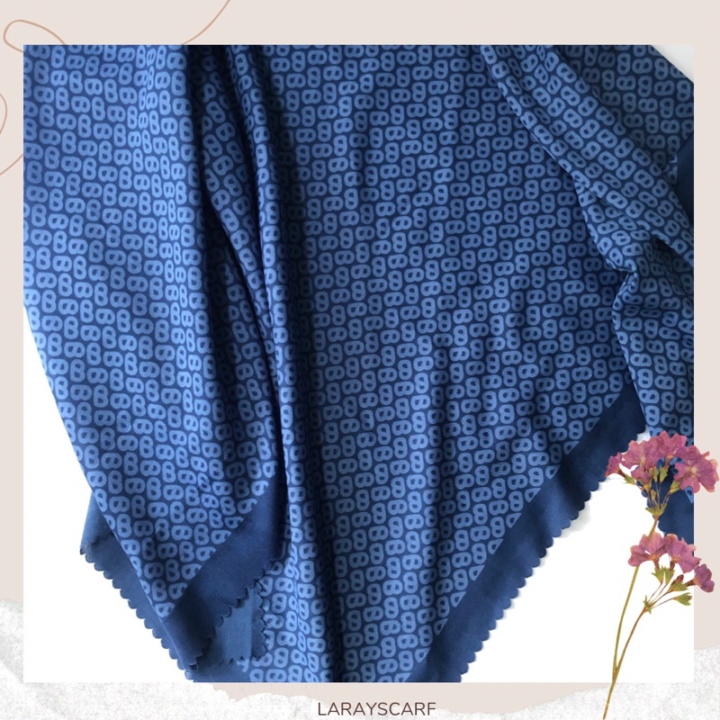 Hijab Voal Motif Button Premium Biru BCA