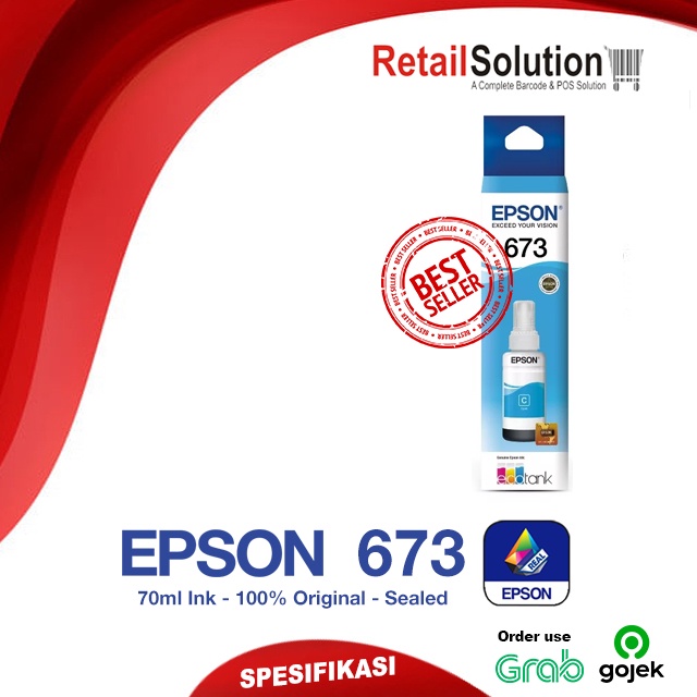 Tinta Epson 673 Cyan Biru Original - Tinta Epson L805 L800 L850 L1800