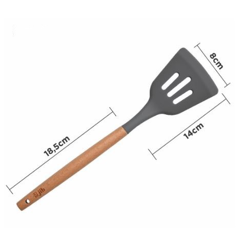 Silikon Spatula Sutil/Sodet/Turner/Utensil Gagang Kayu1