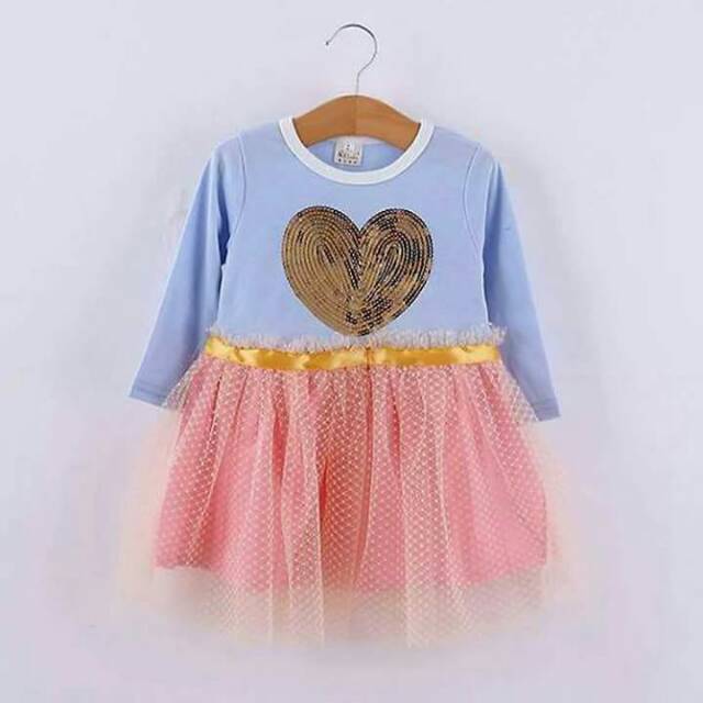 Dress Anak Cewek Gold Love Sequin