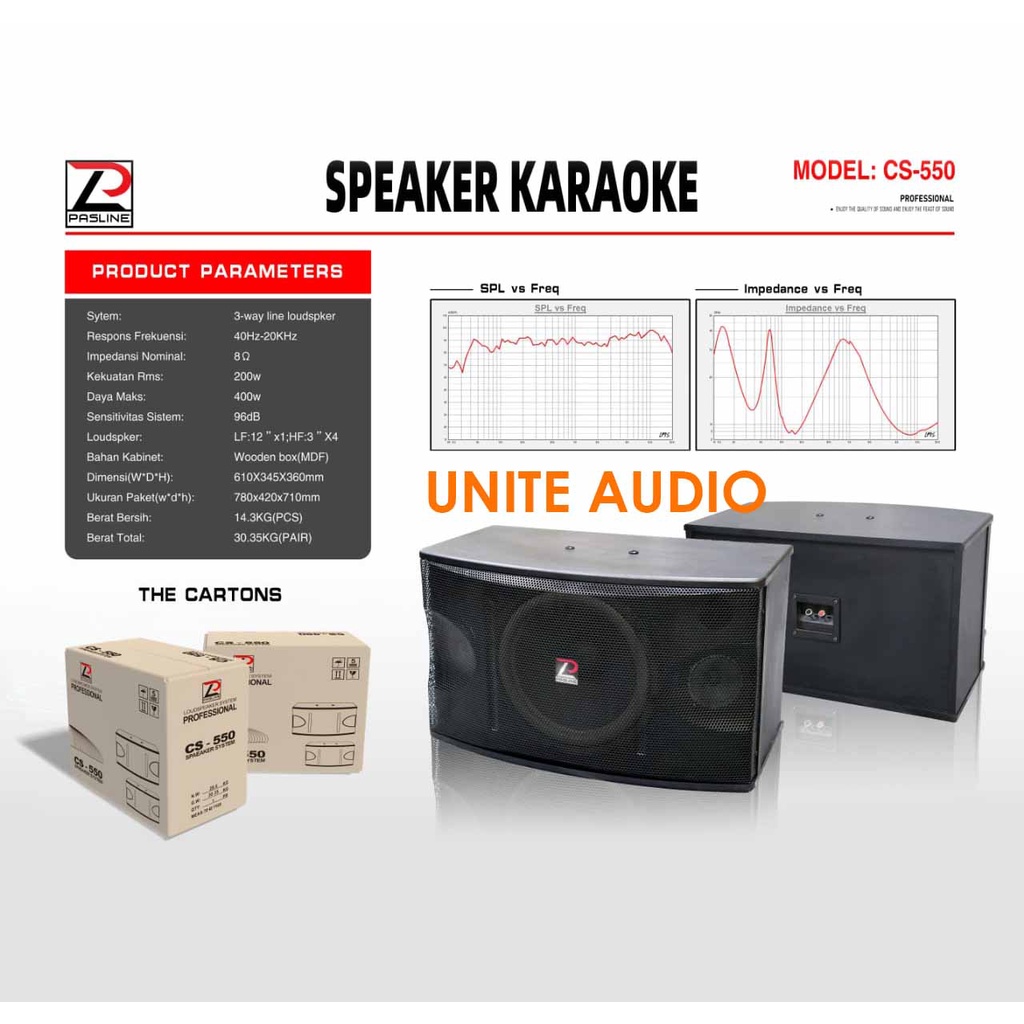 Speaker Karaoke 12 Inch Pasline CS-550 CS550 Pasline CS 550 Original Pasif Speaker Karaoke