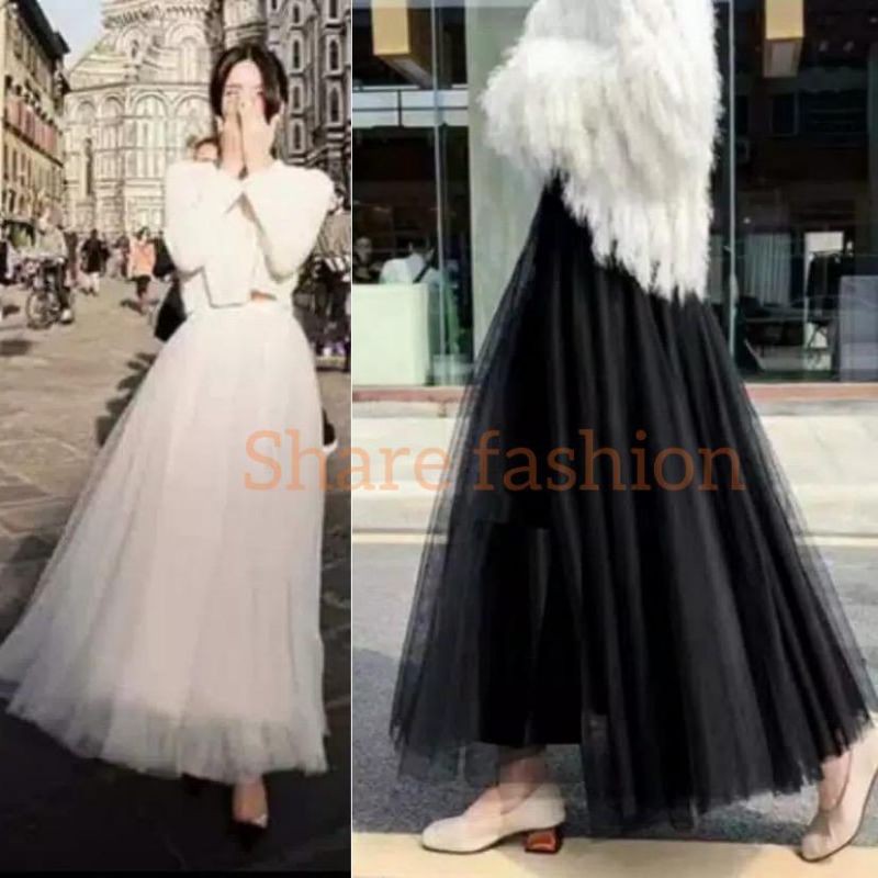 (Bisa COD) Rok tutu panjang Bkk / Rok tutu wanita maxi panjang pecah 8