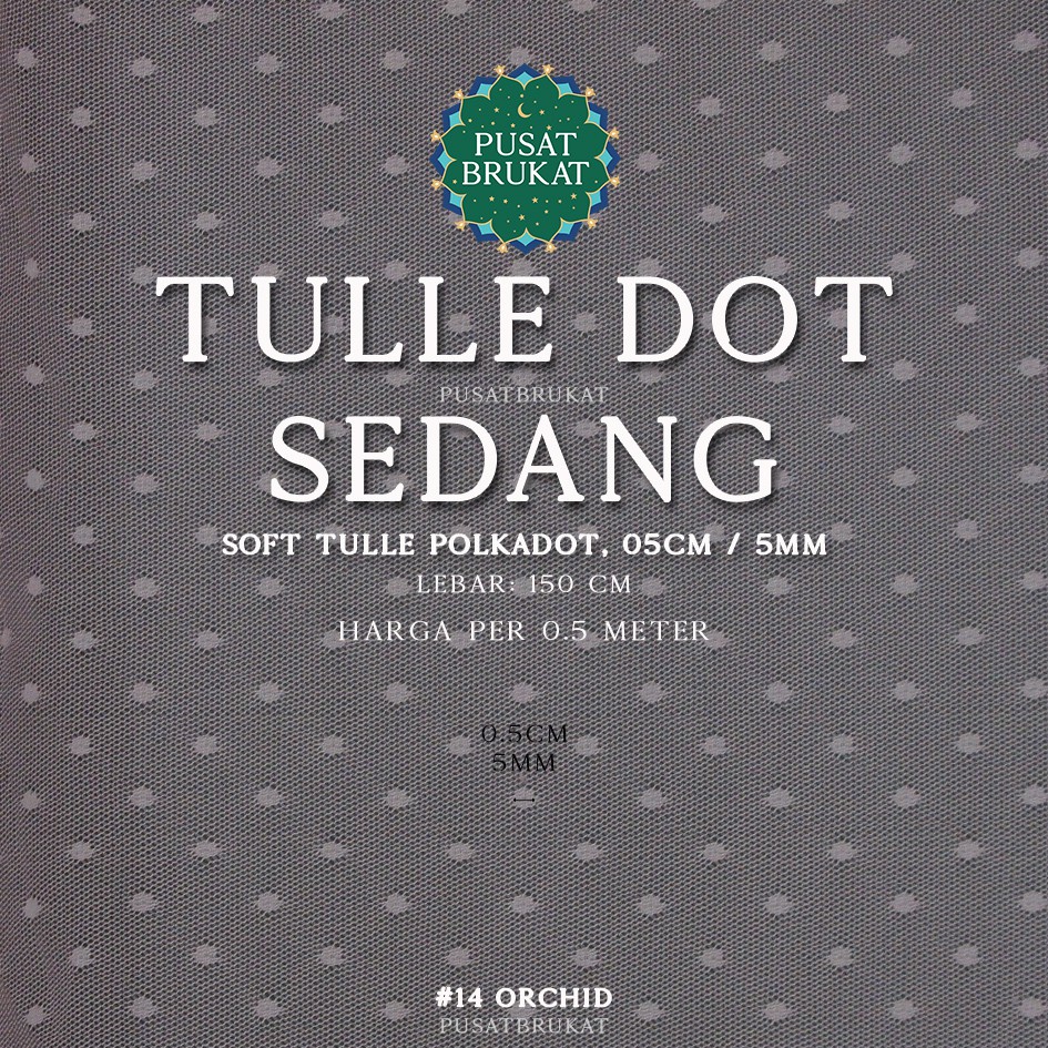 KAIN TILE DOT SEDANG 2 / DOTTY / SOFT TULLE POLKADOT #1, Ø 0.5CM / 5MM, Lebar: 150cm [harga per 0.5m