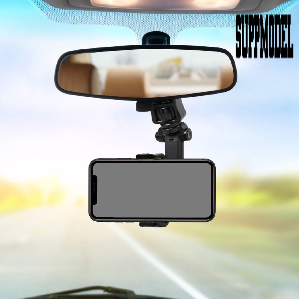 Bracket Klip Mount Kaca Spion Interior Mobil Holder Handphone Rotasi Besar Warna Hitam