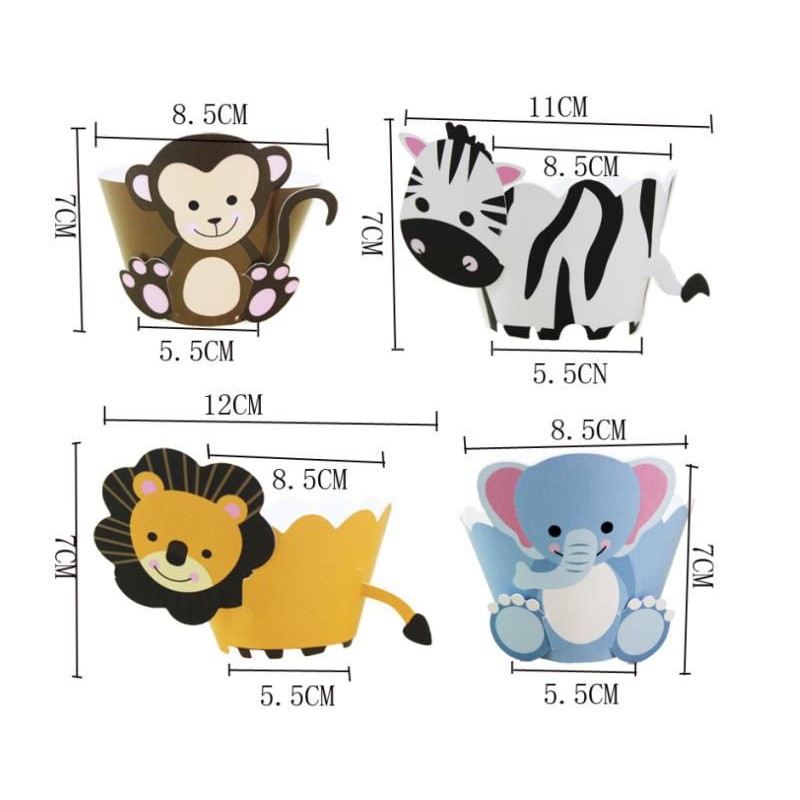 (CW2) Cupcake Wrapper 4 Animal Colour/Hiasan Cupcake/Hiasan Kue