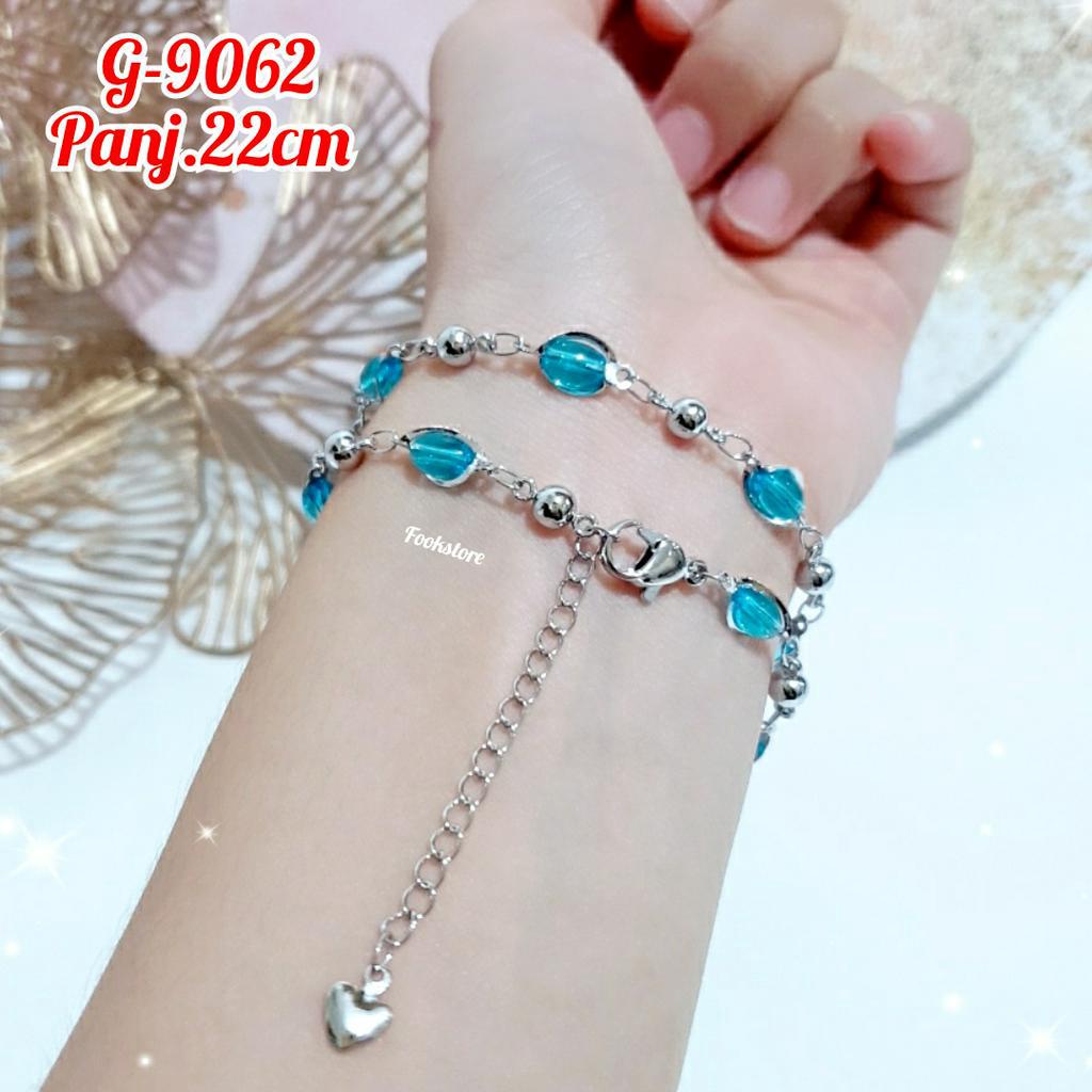 TERMURAH GELANG BATU WARNA SILVER/ANTI ALERGI