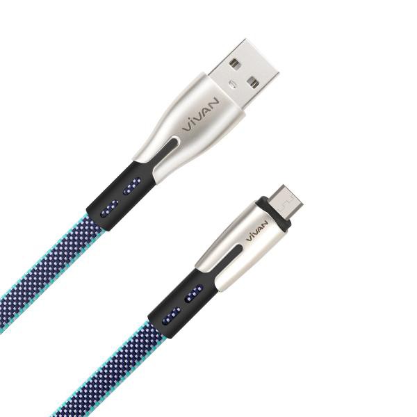 Vivan BTK-M Fast Data Sync &amp; Charging Micro USB Cable 2.4A (1M) - Blue ORIGINAL