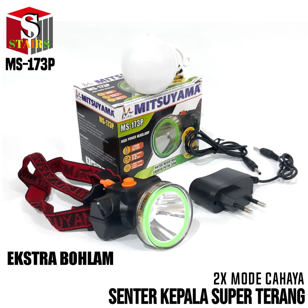 Senter Kepala LED Super Terang Tahan Air Plus Bohlam Gantung MS-173P