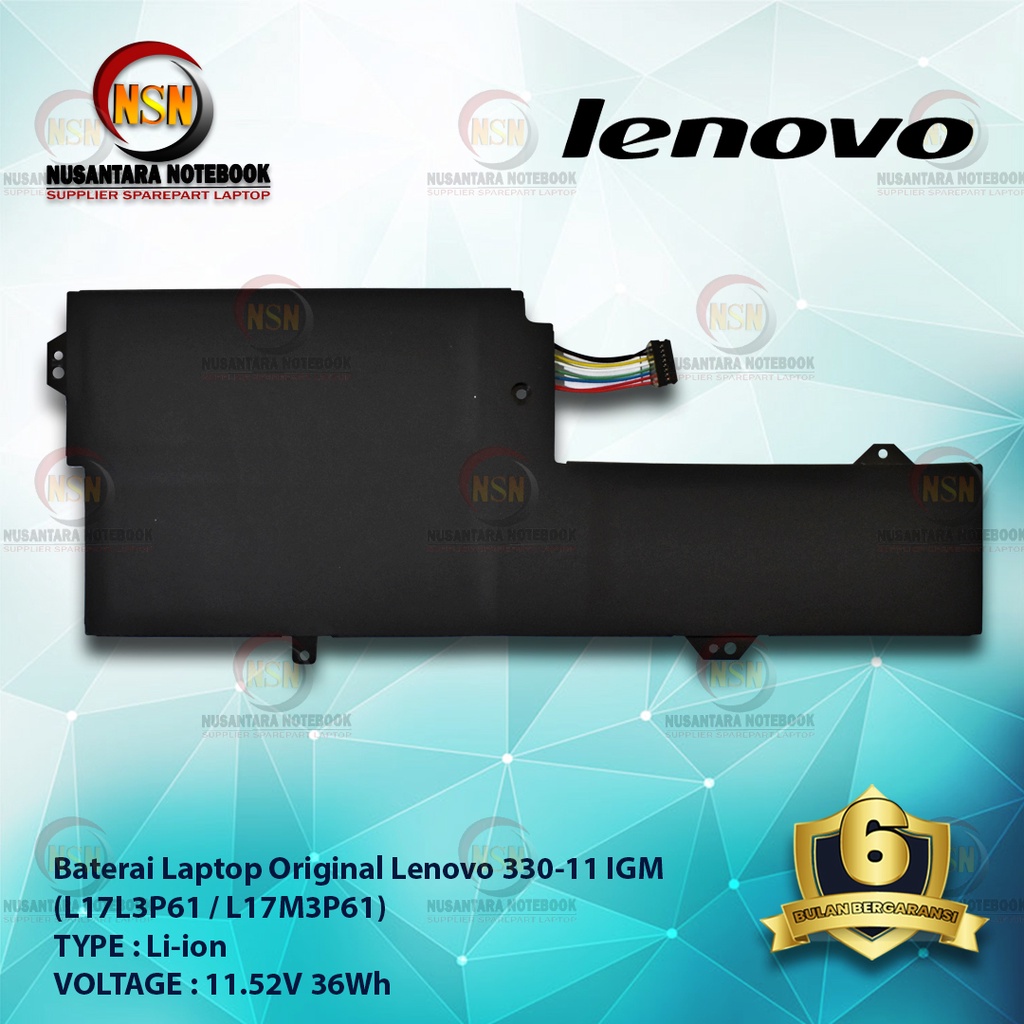 Baterai Laptop Original Lenovo 330-11 IGM (L17L3P61) 11.52V 36Wh