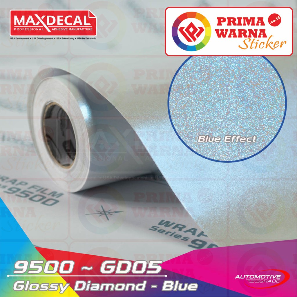 Maxdecal 9500 GD05 Glossy Diamond Blue, Wrap Series Sticker, Meteran Lebar 152cm
