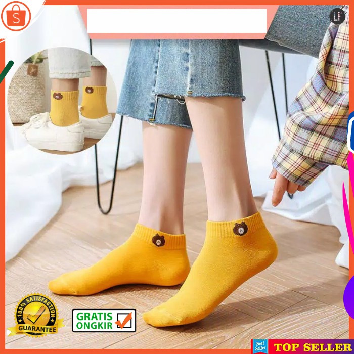 KAOS KAKI PENDEK WANITA KOREA KEKINIAN MOTIF BERUANG WOMEN SOCKS FASHION IMPORT A33