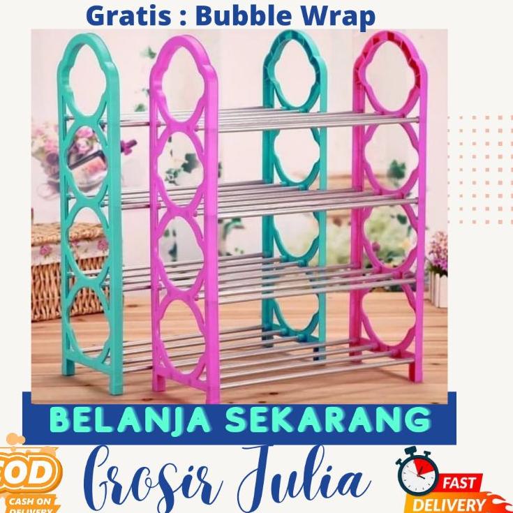 Paling Diminati.. Rak Sepatu Sandal susun 4 dan 5 layer portable sendal tier besi plastik serbaguna 