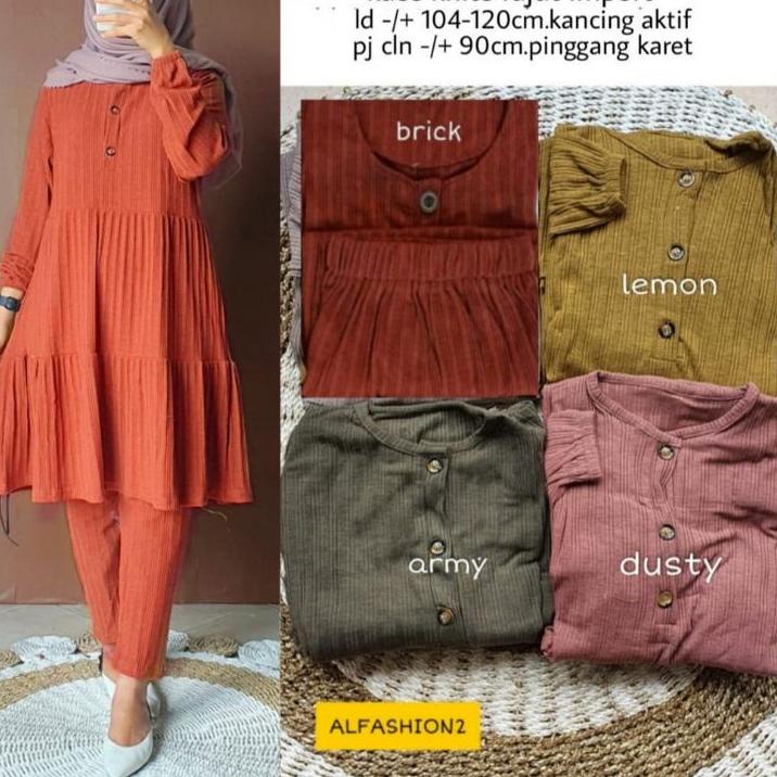 Terbagus.. colisa setelan tunik dan celana alfashion tunik jumbo ld 130 ld 125 XXL xxxl tunik rajut 