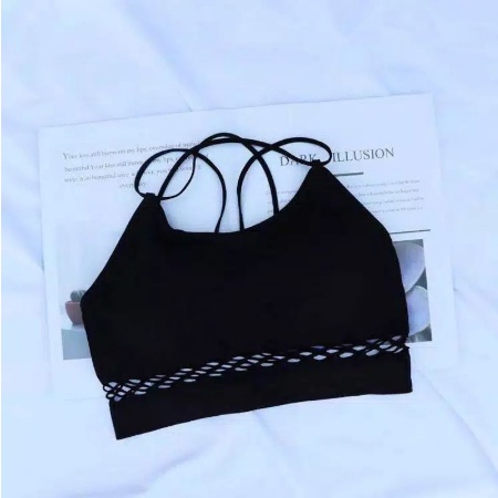 BRA BH WANITA MODEL TALI SILANG POLOS - BRA SPORT - BRA YOGA/FITNESS