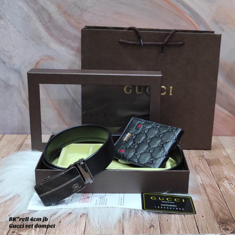 Paket Dompet+Ban Pinggang Pria Gucci