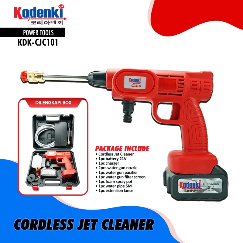 Jet Cleaner Cordless Kodenki Mesin Steam Cuci Mobil Motor AC Baterai Batre Portable