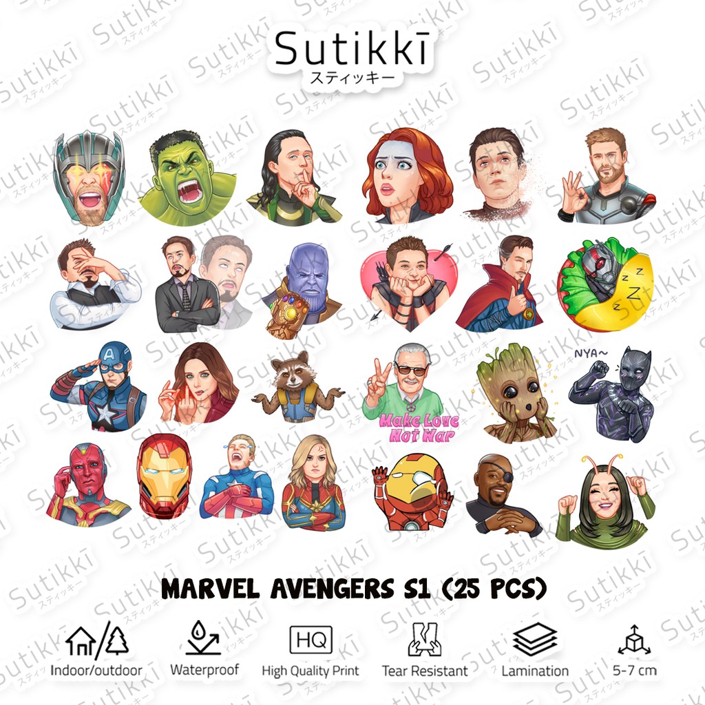 Sutikki | Sticker Pack Marvel Avengers Iron Man Super Hero Wanda Stiker Laptop Vinyl - Season 1