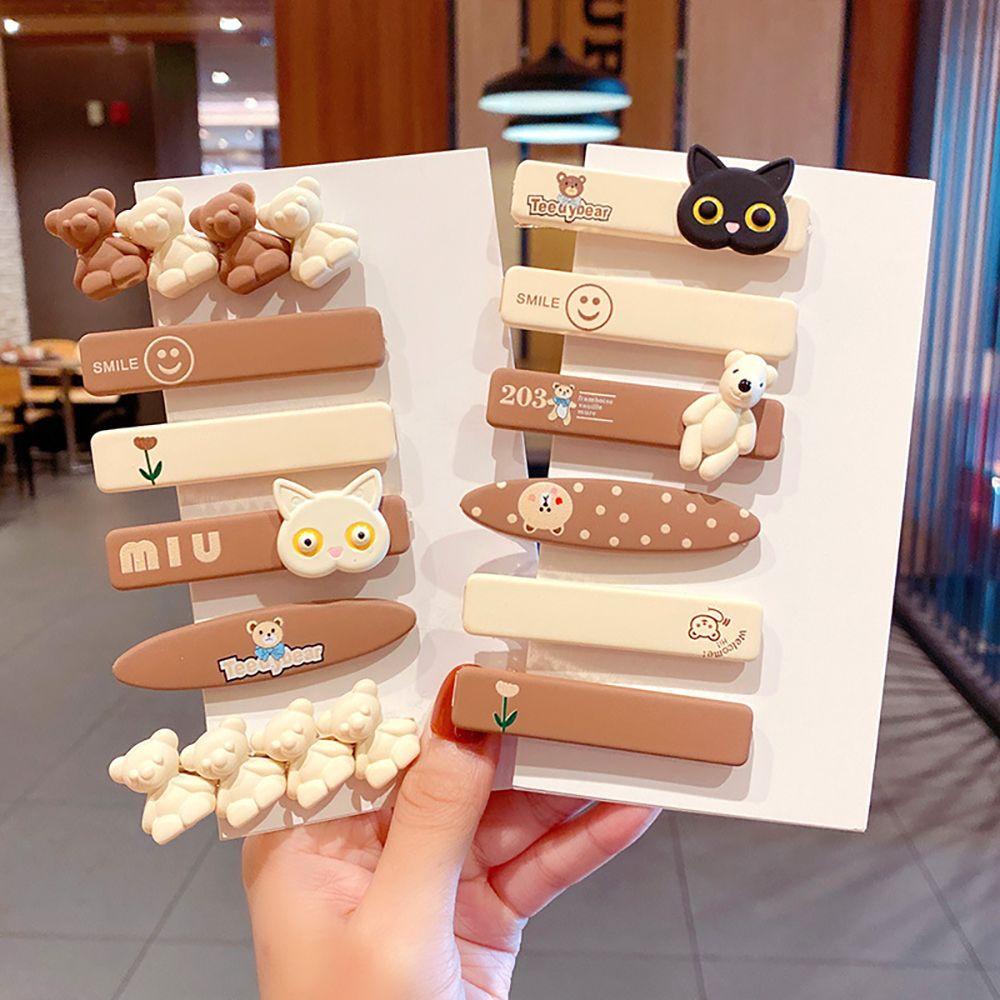 Needway Beruang Jepit Rambut Lucu Sederhana Kucing Perempuan Kartun Plastik Gadis Wanita Hair Clips