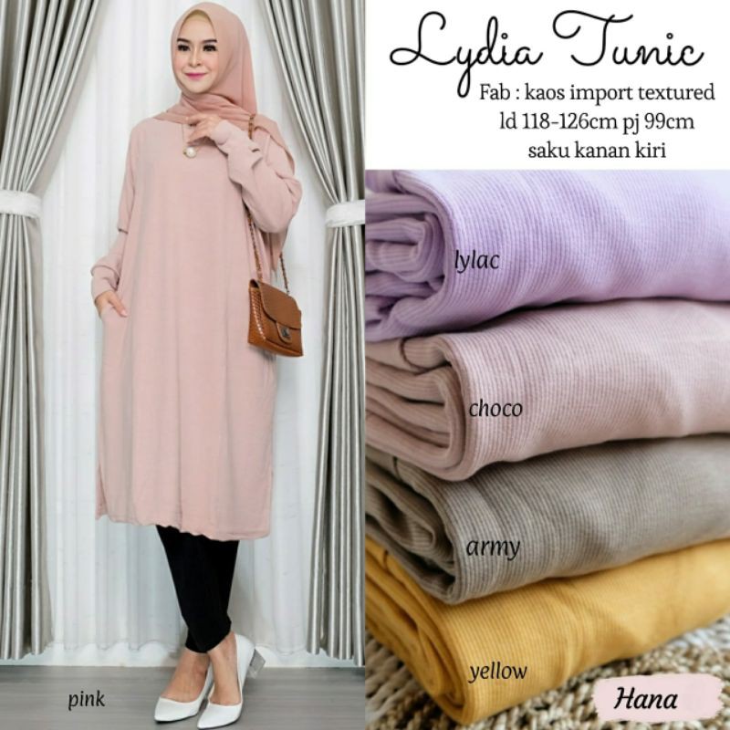 Lydia Tunik Jumbo Kaos Impor Textured by Hana