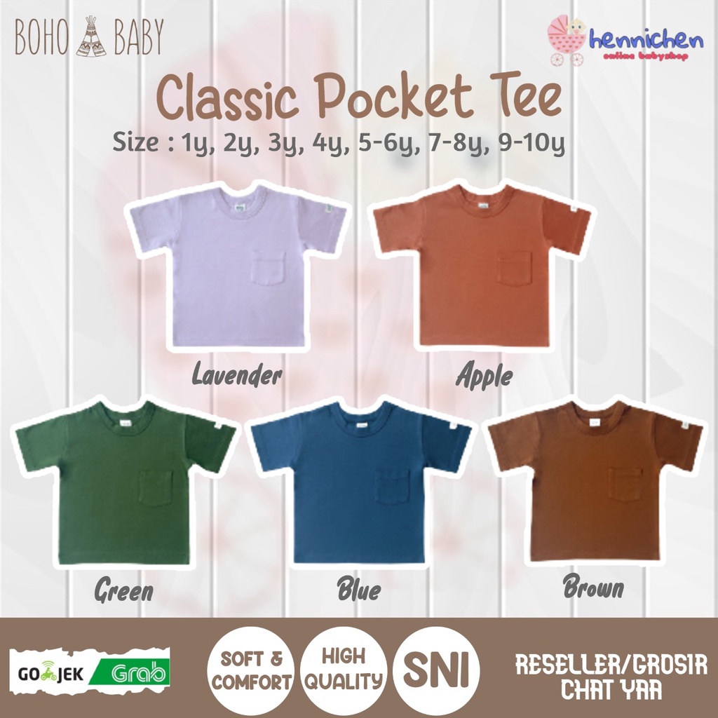 BOHOPANNA BOHOBABY BOHO BABY CLASSIC POCKET TEE  BAJU ANAK 1-4 TAHUN