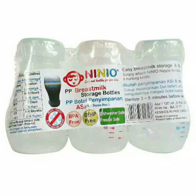 Ninio Botol Asi isi 3 BPA Free Breast Milk Storage