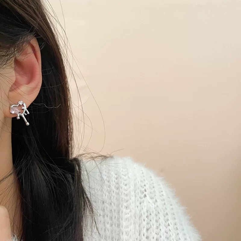 Anting Bentuk Hati Warna Pink Gaya Korea Untuk Aksesoris