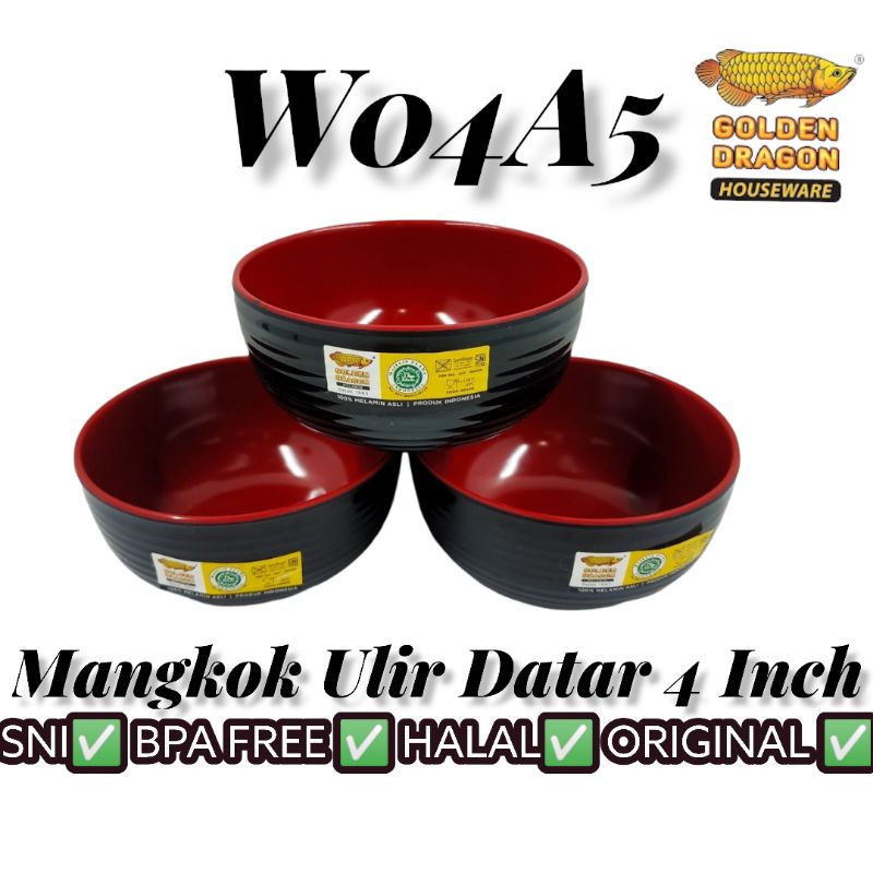 Grosir Melamin W04A5 Mangkok ulir datar 4 Inch mangkok nasi mangkok sup kecil golden dragon free bub