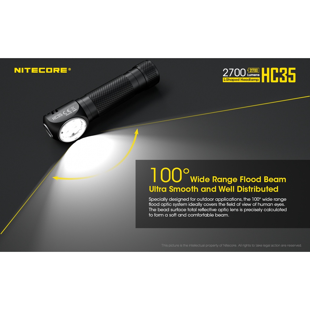 NITECORE Headlamp Senter Kepala LED CREE XP-G3 S3 2700 Lumens - HC35  GRAB INSTANT READY