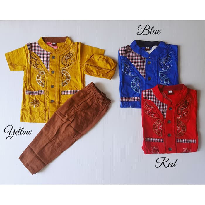 Koko Anak Fattaya Putih Lengan Panjang 1204MO Baju Muslim Setelan Koko Peci Bordir Anak Bayi Laki La