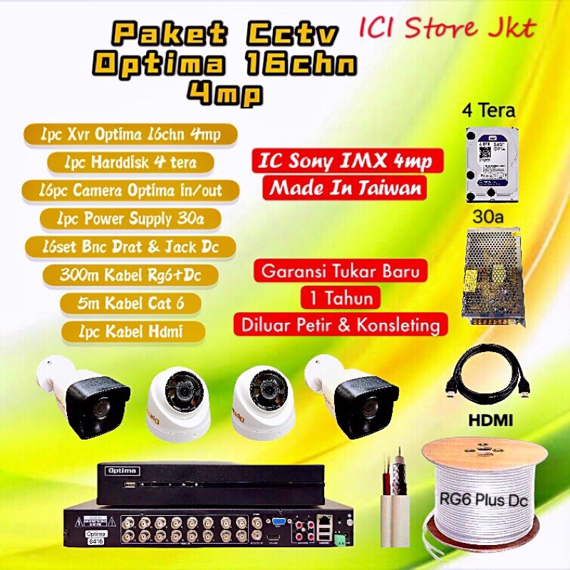 Paket cctv 16 kamera optima ic sony 4mp