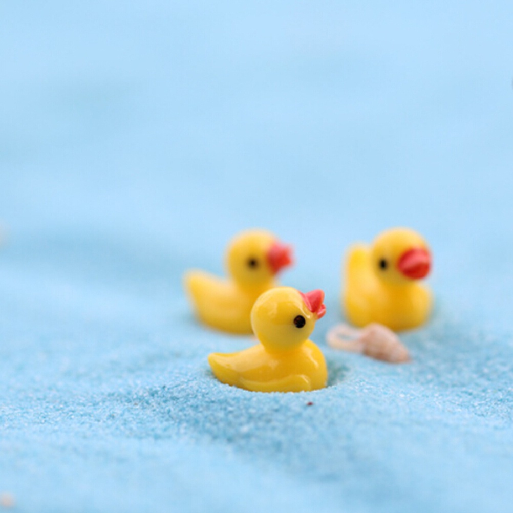 10pcs Miniatur Bebek Kuning Bahan Resin Untuk Dekorasi Taman Bonsai