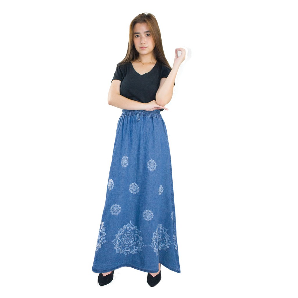 SB Collection Rok Maxi Shafa Panjang Longskirt Payung Casual Jeans Wanita