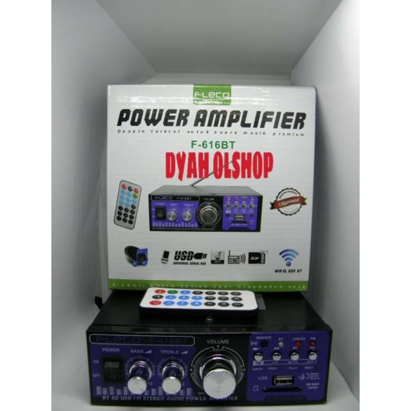 Ampli Fleco F 618BT Ac dan Dc Karaoke + Mp3 player + FM Radio