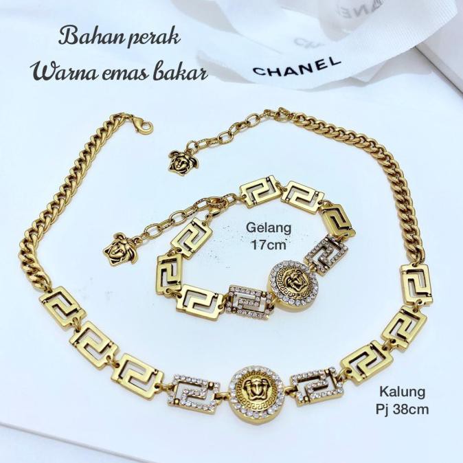 DISKON Kalung Versace Gelang versace bahan perak bakar fashion korea style - Gelang + kalung