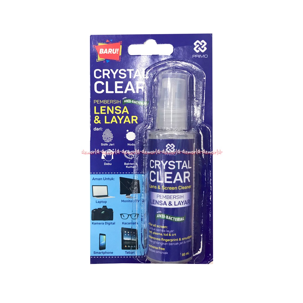 Primo Crystal Clear 60ml Pembersih Lensa layar Lens Cleaner anti Bacterial Pembersih Kaca Monitor Kacamata Kamera