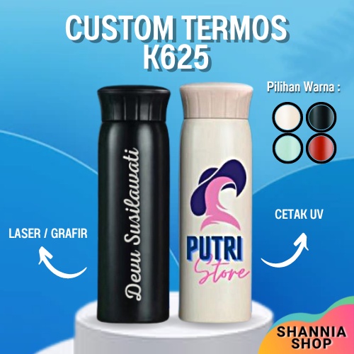 CUSTOM [ NAMA / LOGO ] K625 Termos Travel Tumbler Stainless Steel 500ML  / LASER GRAFIR / UV PRINT / PROMOSI SOUVENIR HAMPERS