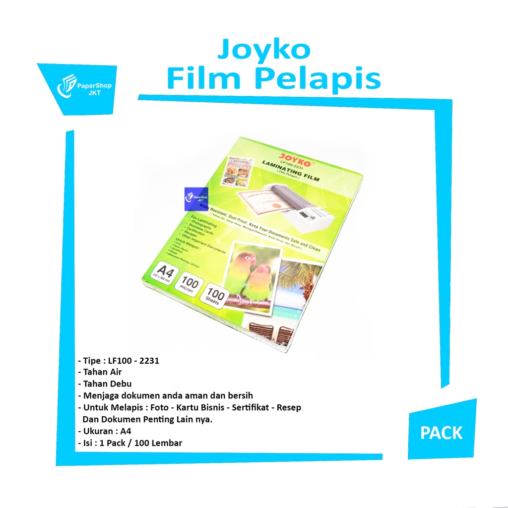 

JOYKO - Film Pelapis - Laminating Film Varian Ukuran - Pack