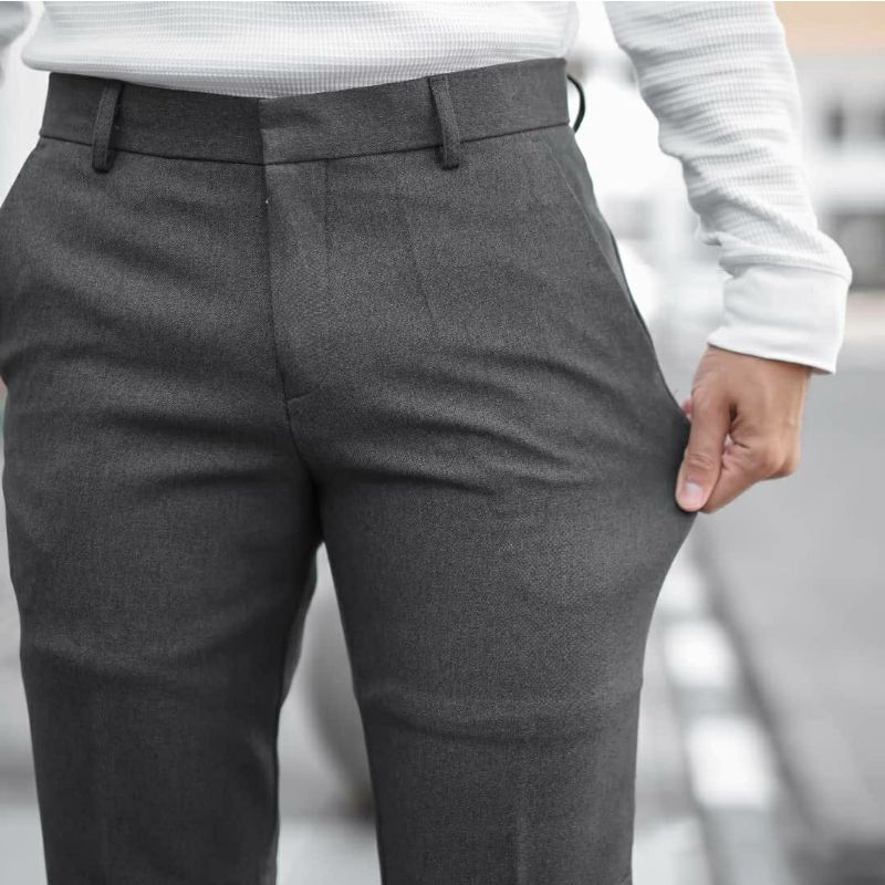 CELANA KANTOR PRIA SLIMFIT KERJA FORMAL BAHAN DASAR WOOL BERKUALITAS SIZE 27-38