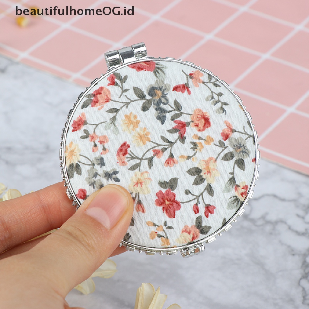 / / Beautifulhomeog.id / Cermin Saku Lipat Dua Sisi Motif Bunga Vintage Untuk Makeup / Kosmetik Wanita