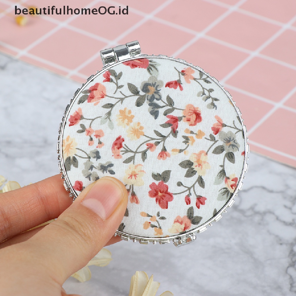 / / Beautifulhomeog.id / Cermin Saku Lipat Dua Sisi Motif Bunga Vintage Untuk Makeup / Kosmetik Wanita