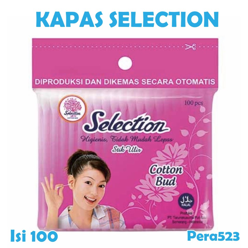 PERA523 COTTON BUD SELECTION REGULER PINK ISI 100/ 180 PEMBERSIH TELINGA