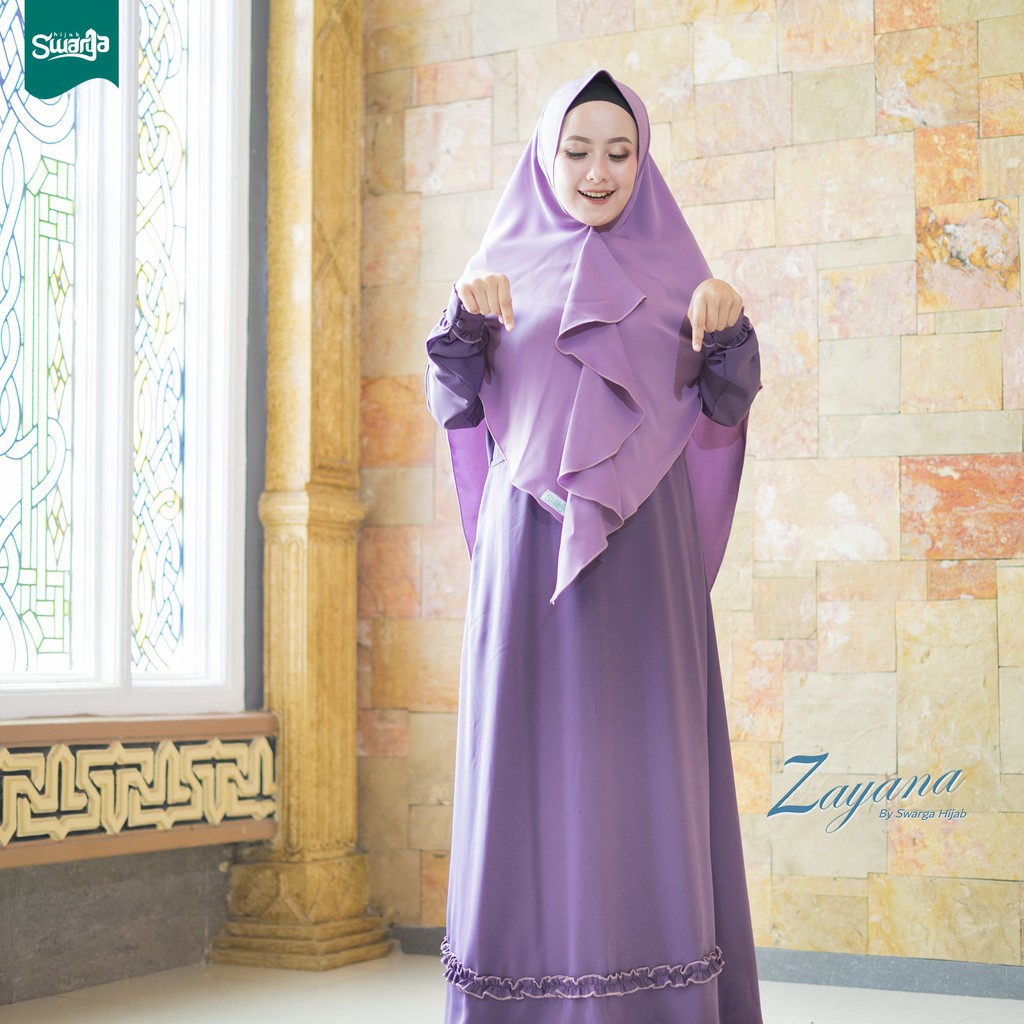 Gamis Zayana Warna Ungu By Swargahijab Set Khimar