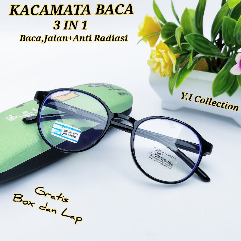 Kacamata Baca TERBARU 3 IN 1 Baca, Jalan, +Lensa Sudah Anti Radiasi | Kacamata Baca Wanita | Kacamat