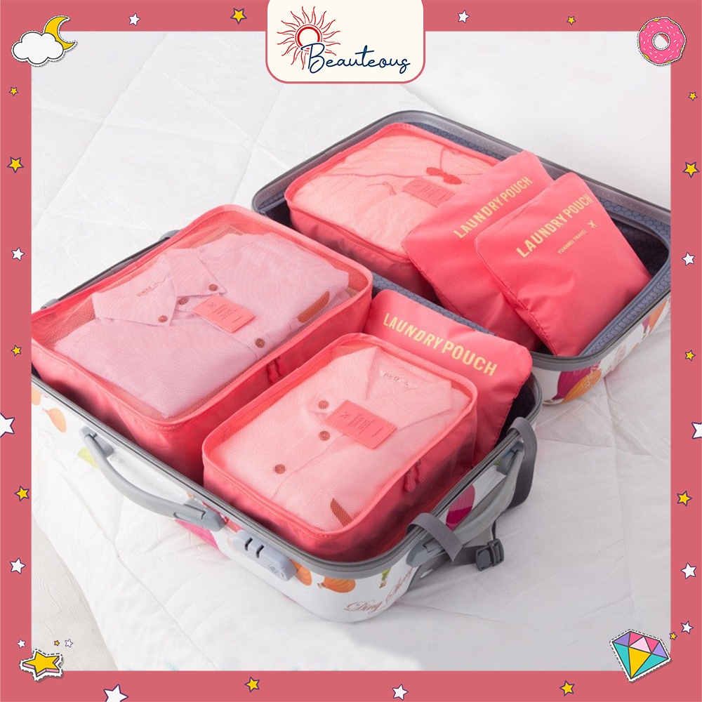 Travel Bag Set 6 In 1 Storage Tas Penyimpanan Baju Koper Pouch Organizer Travelling