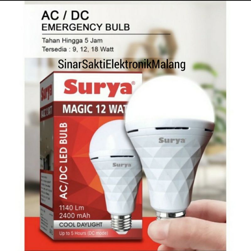 Lampu Led Emergency Surya 12W 12 Watt Bohlam Bulb Darurat Magic Charge Rechargeable