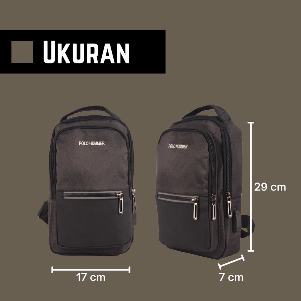 Tas Selempang Pria Import USB Slot - Tas Crossbody POLO HUMMER