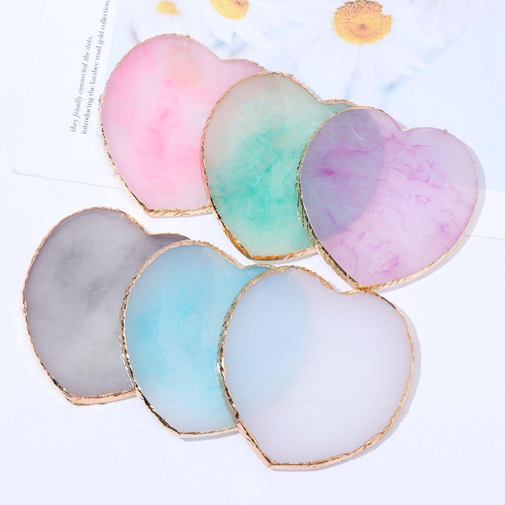 Preva Nail Art Palette Golden Rim Agate Resin Batu Goyang Rak Foundation Mixing Painting Palette Nail Art Piring Tips